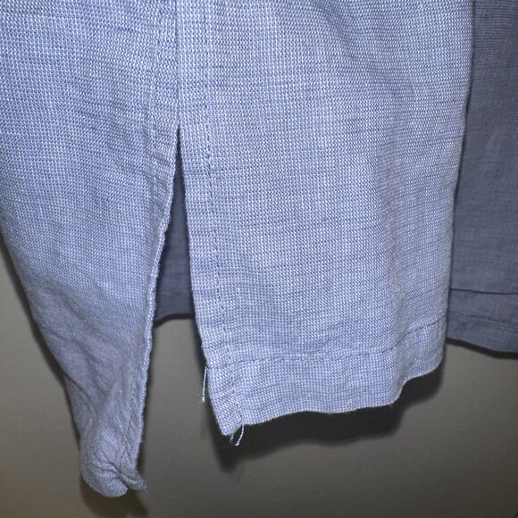 Ellen Tracy Women Size Medium Sleeveless Gold Zipper Front Tunic Chambray Linen - Picture 5 of 11